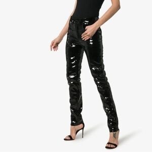 Saint Laurent Sequin Embellished Skinny Mid Rise Waist Jeans Black Size 25 NWT